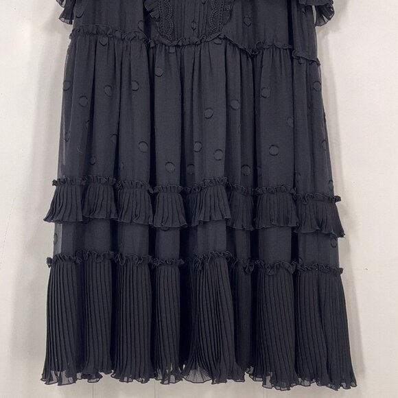 Kate Spade Bakery Dot Devore Dress Layered Ruffles Soft Romantic Size 12 Black - Picture 6 of 16